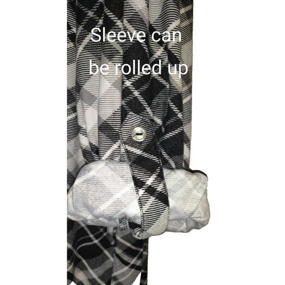 Plaid Flannel Shirt Dress BLACK & WHITE Plus Size 3X ALLISON BRITNEY Very Soft - Picture 12 of 16